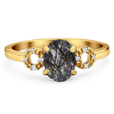 Art Deco Oval Natural Stone Filigree Ring
