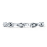 Petite Dainty 2mm Half Eternity Marquise Band Cubic Zirconia 925 Sterling Silver