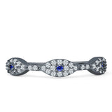 Art Deco 4mm Evil Eye Marquise Band Cluster Cubic Zirconia 925 sterling Silver