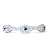 Art Deco 4mm Evil Eye Marquise Band Cluster Cubic Zirconia 925 sterling Silver