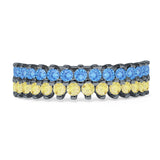 Half Eternity 5mm Blue CZ & Yellow CZ Wedding Band 925 Sterling Silver