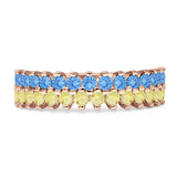 Half Eternity 5mm Blue CZ & Yellow CZ Wedding Band 925 Sterling Silver