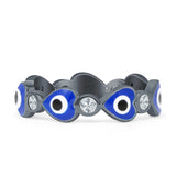Heart 5mm Evil Eye Ring Cubic Zirconia Stackable Band 925 Sterling Silver