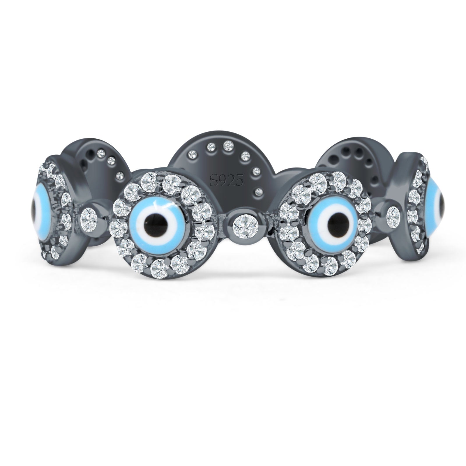 Round Halo CZ Evil Eye Ring
