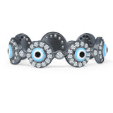 Round Halo CZ Evil Eye Ring