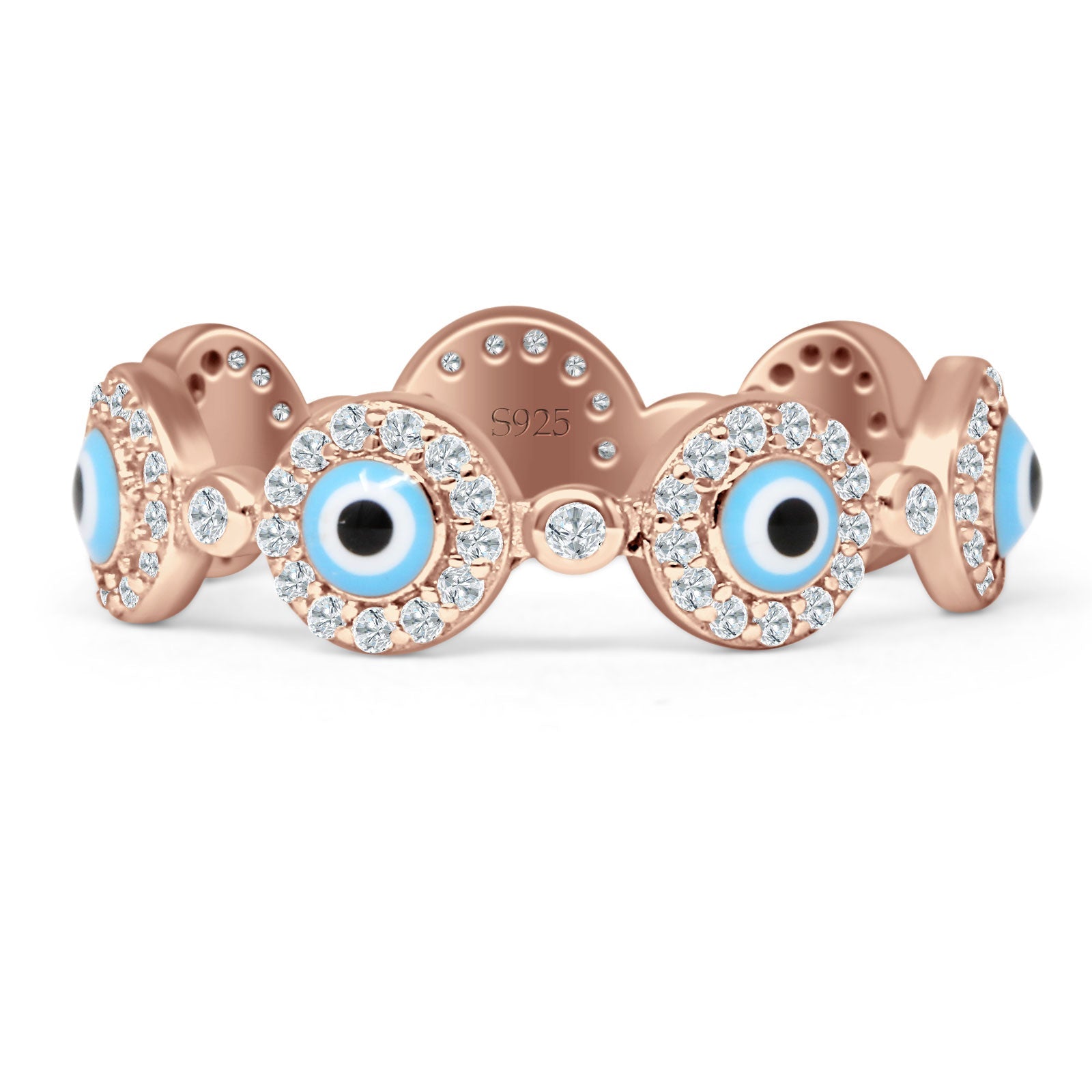 Round Halo CZ Evil Eye Ring