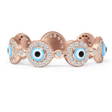 Round Halo CZ Evil Eye Ring