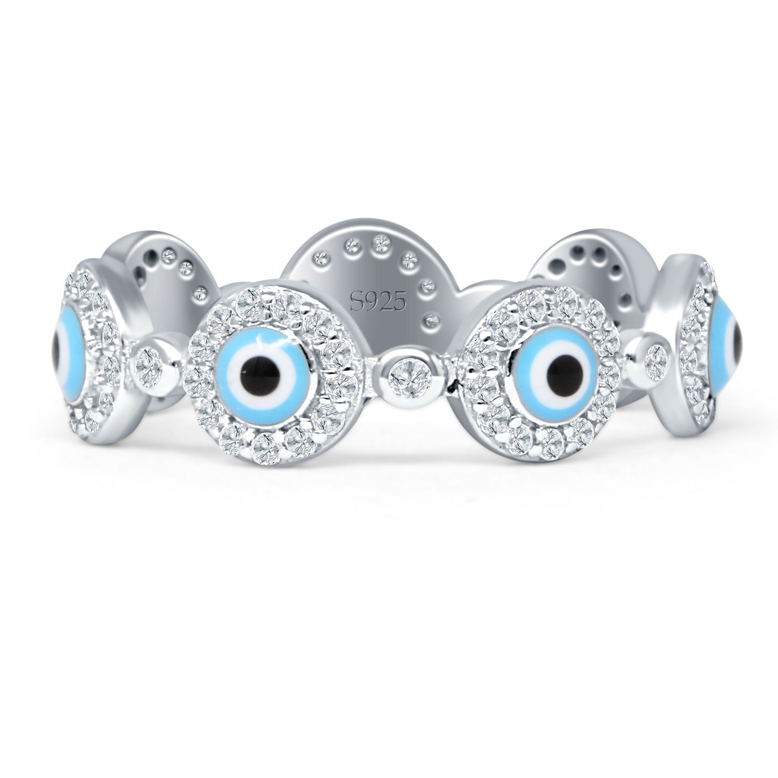 Round Halo CZ Evil Eye Ring