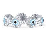 Round Halo CZ Evil Eye Ring