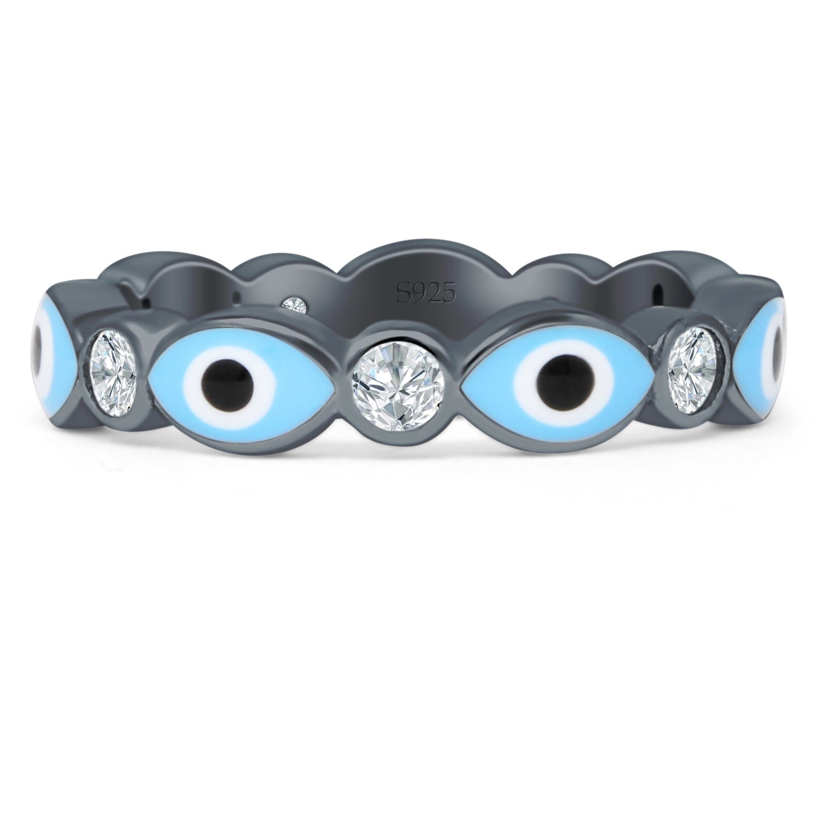 Evil Eye Ring CZ Full Eternity Band.