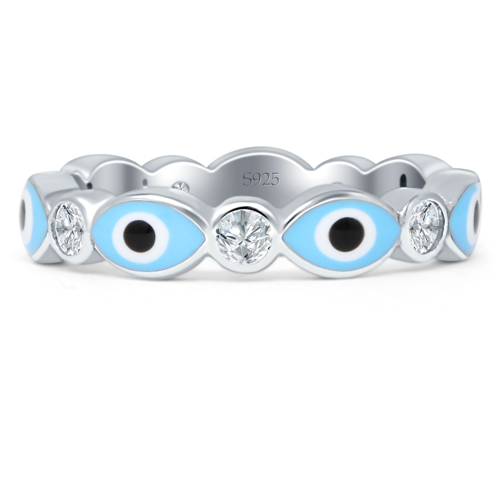 Evil Eye Ring CZ Full Eternity Band.