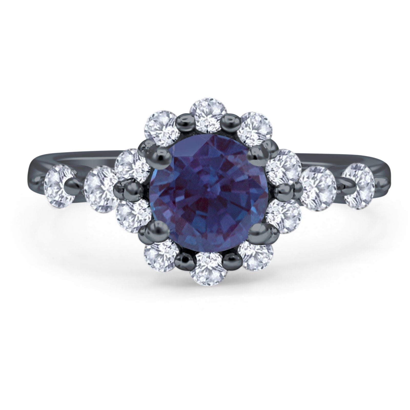 Vintage Style Round Natural Stone Flower Ring