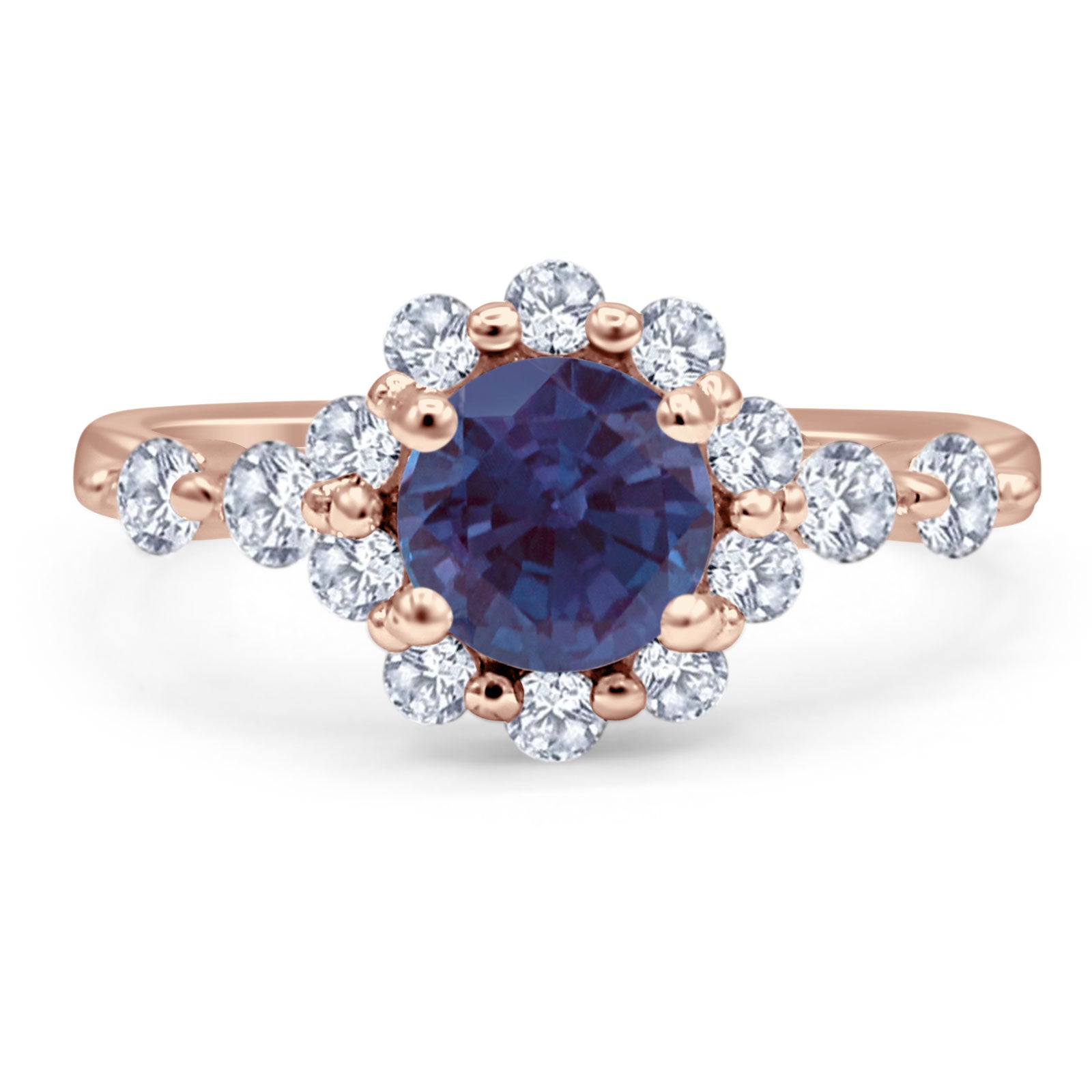 Vintage Style Round Natural Stone Flower Ring