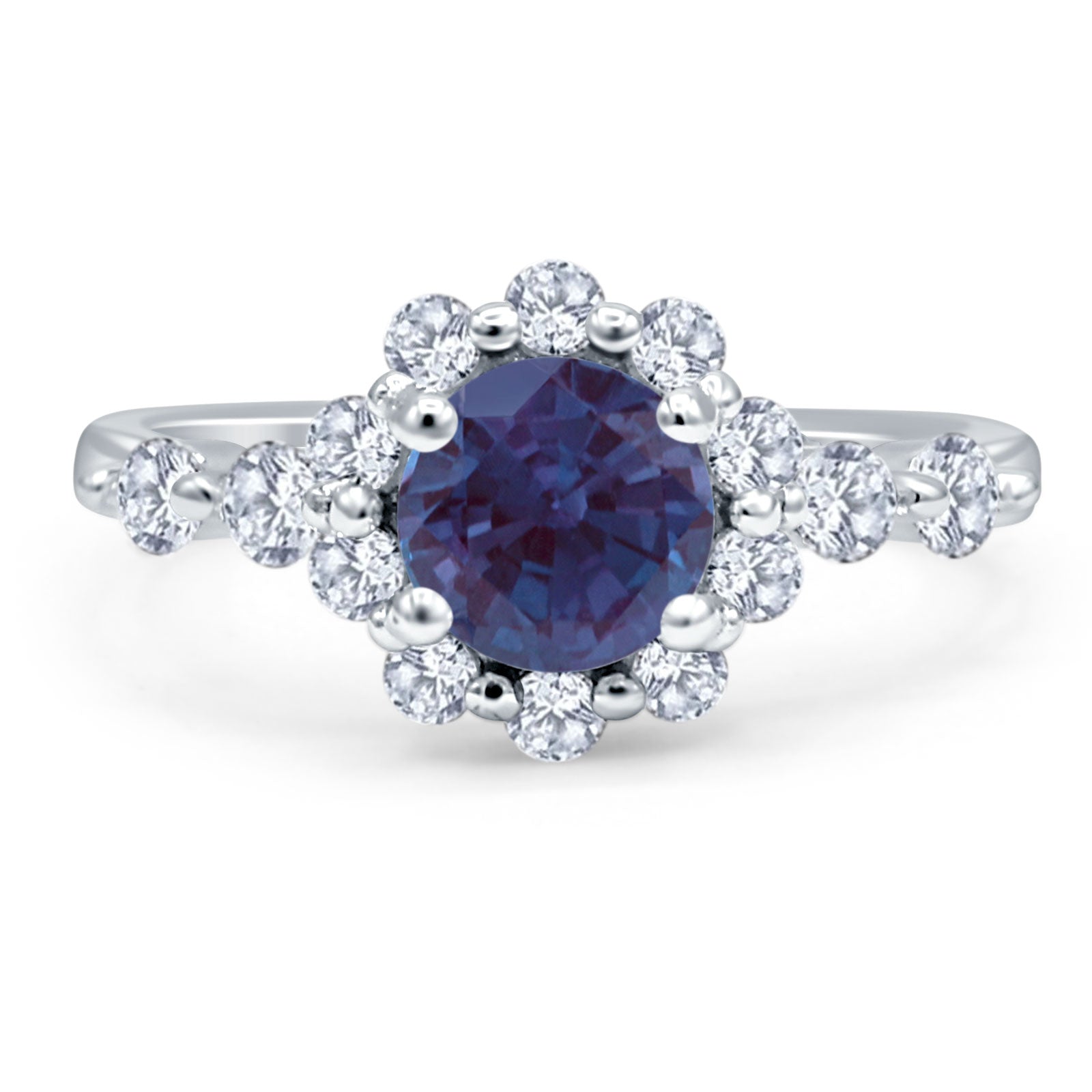 Vintage Style Round Natural Stone Flower Ring