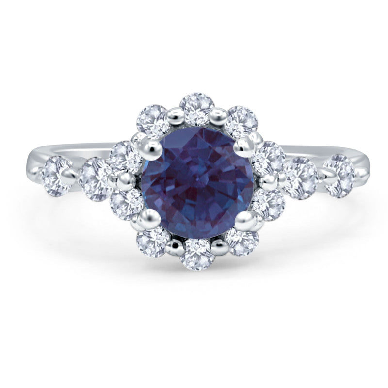 Vintage Style Round Natural Stone Flower Ring
