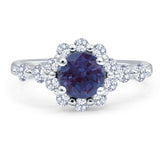Vintage Style Round Natural Stone Flower Ring