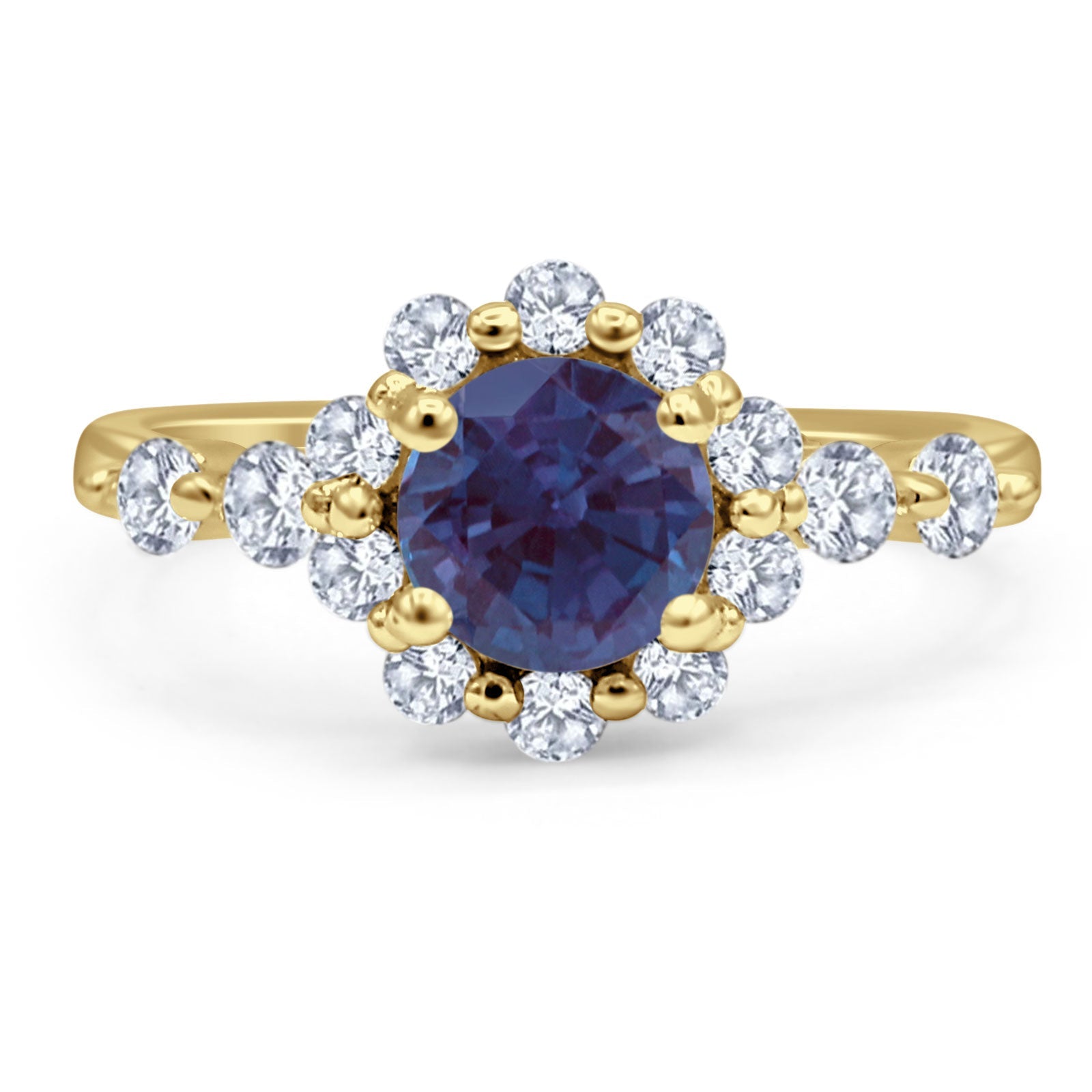 Vintage Style Round Natural Stone Flower Ring