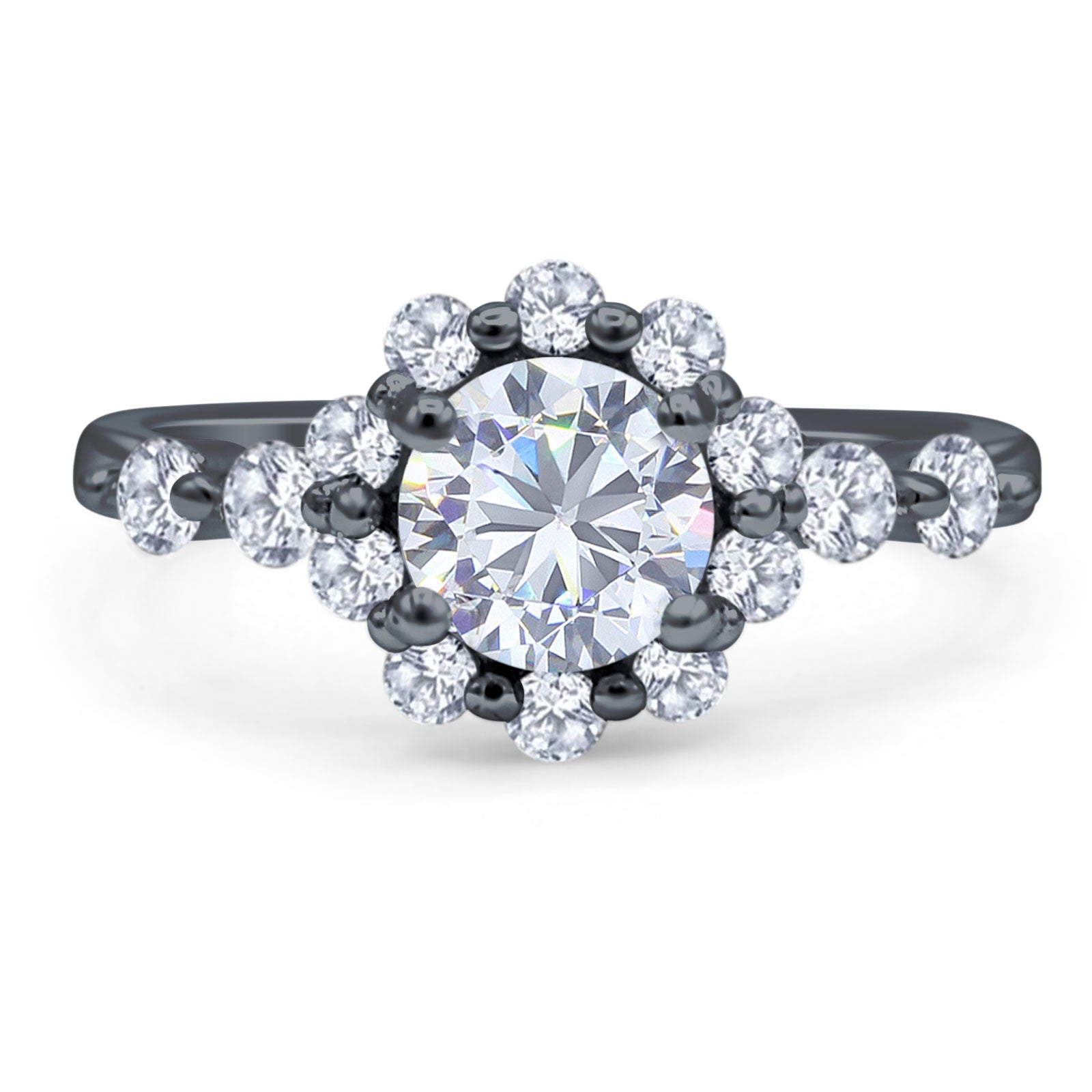 Vintage Style Round Natural Stone Flower Ring
