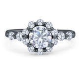 Vintage Style Round Natural Stone Flower Ring