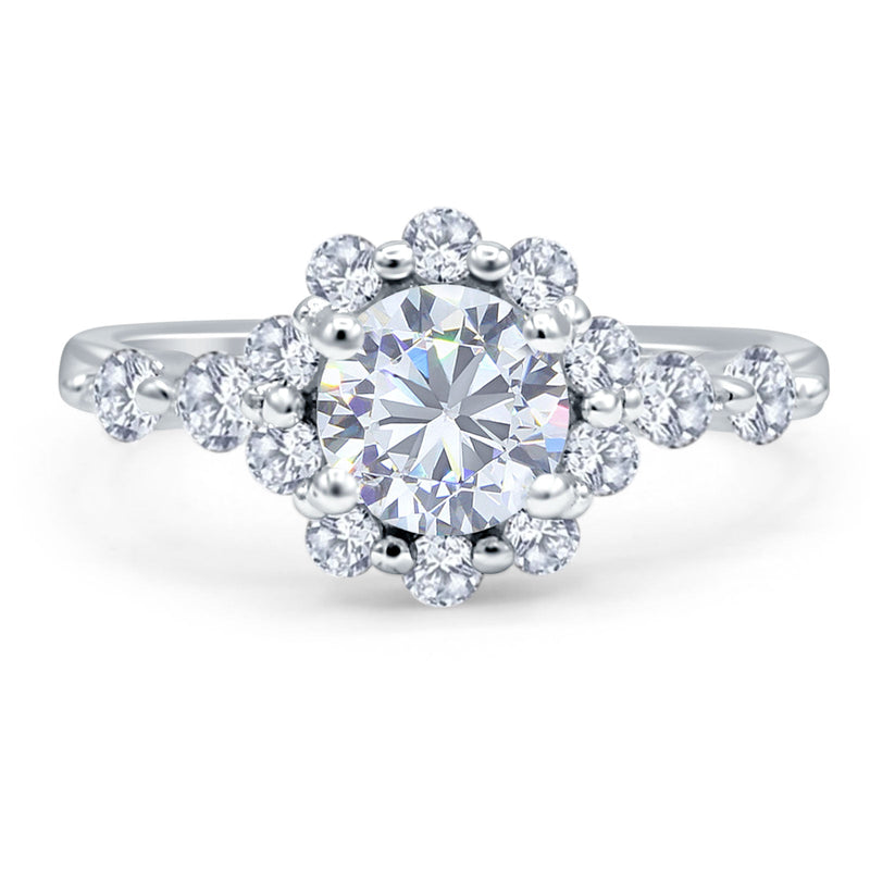 Vintage Style Round Natural Stone Flower Ring