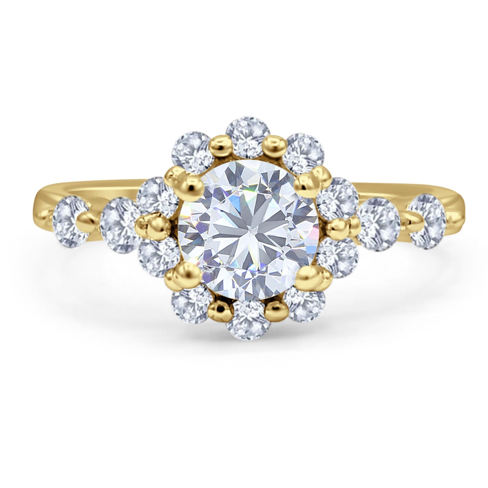 Vintage Style Round Natural Stone Flower Ring