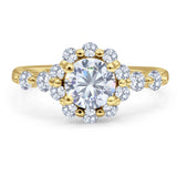 Vintage Style Round Natural Stone Flower Ring