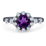 Vintage Style Round Natural Stone Flower Ring