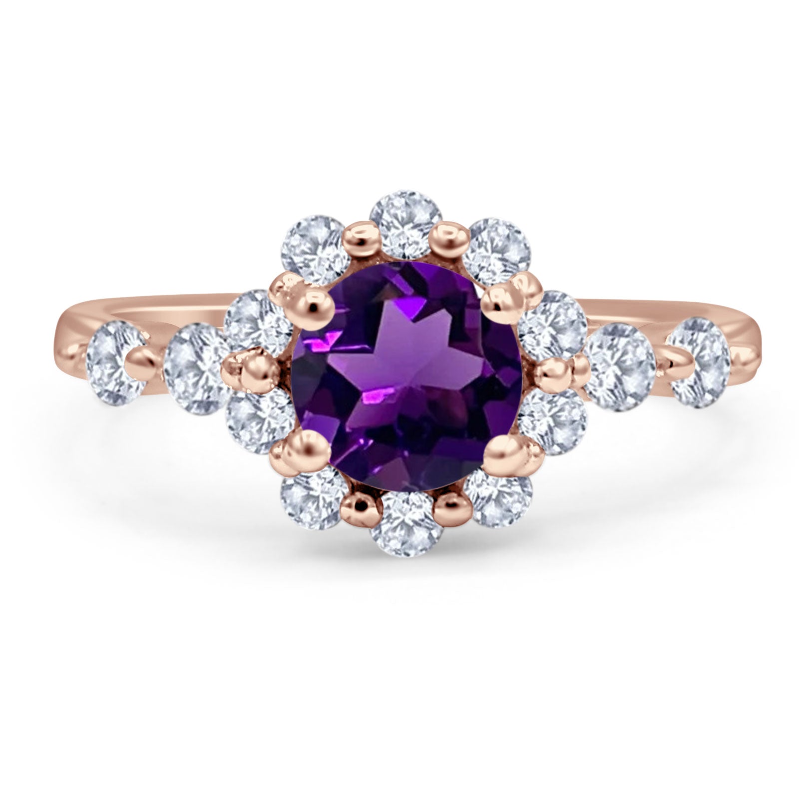Vintage Style Round Natural Stone Flower Ring