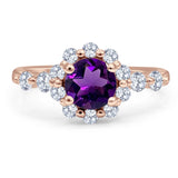 Vintage Style Round Natural Stone Flower Ring