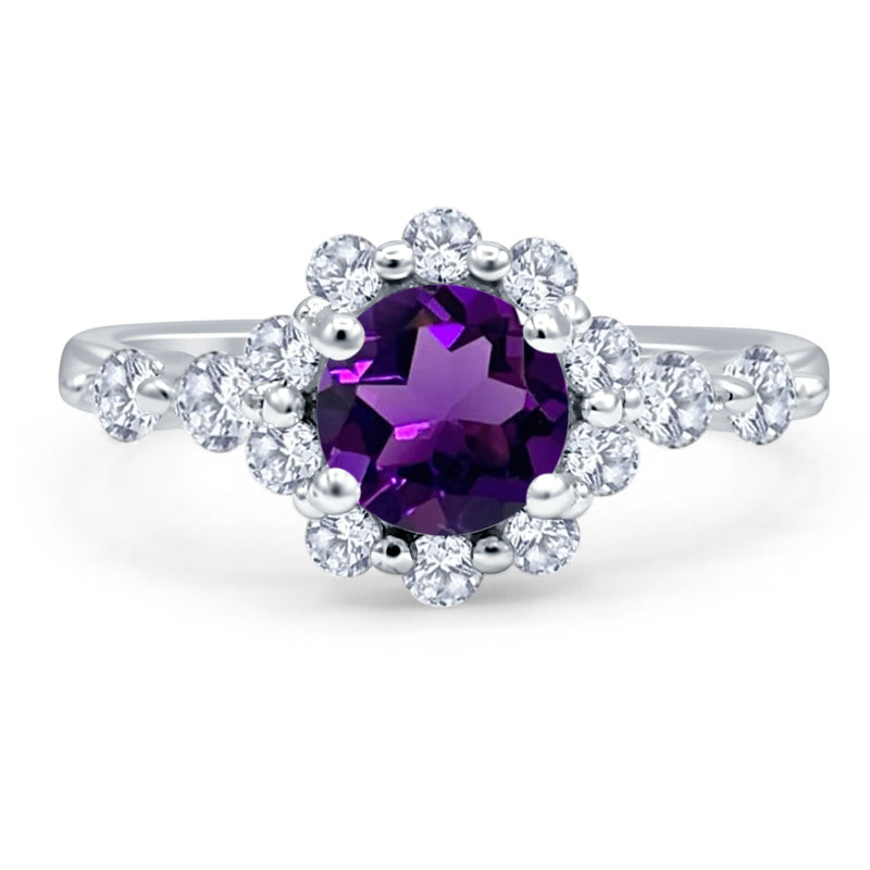 Vintage Style Round Natural Stone Flower Ring