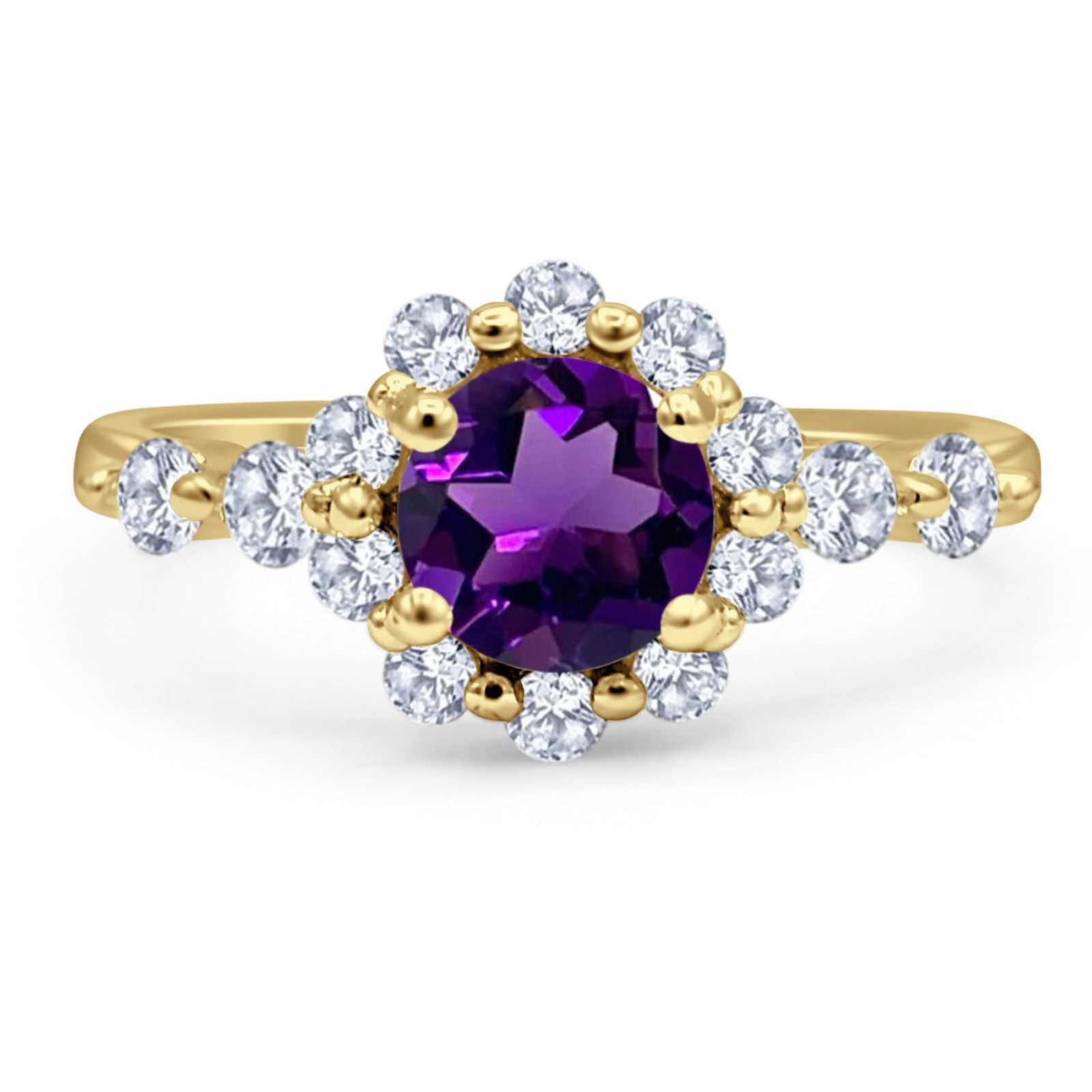 Vintage Style Round Natural Stone Flower Ring