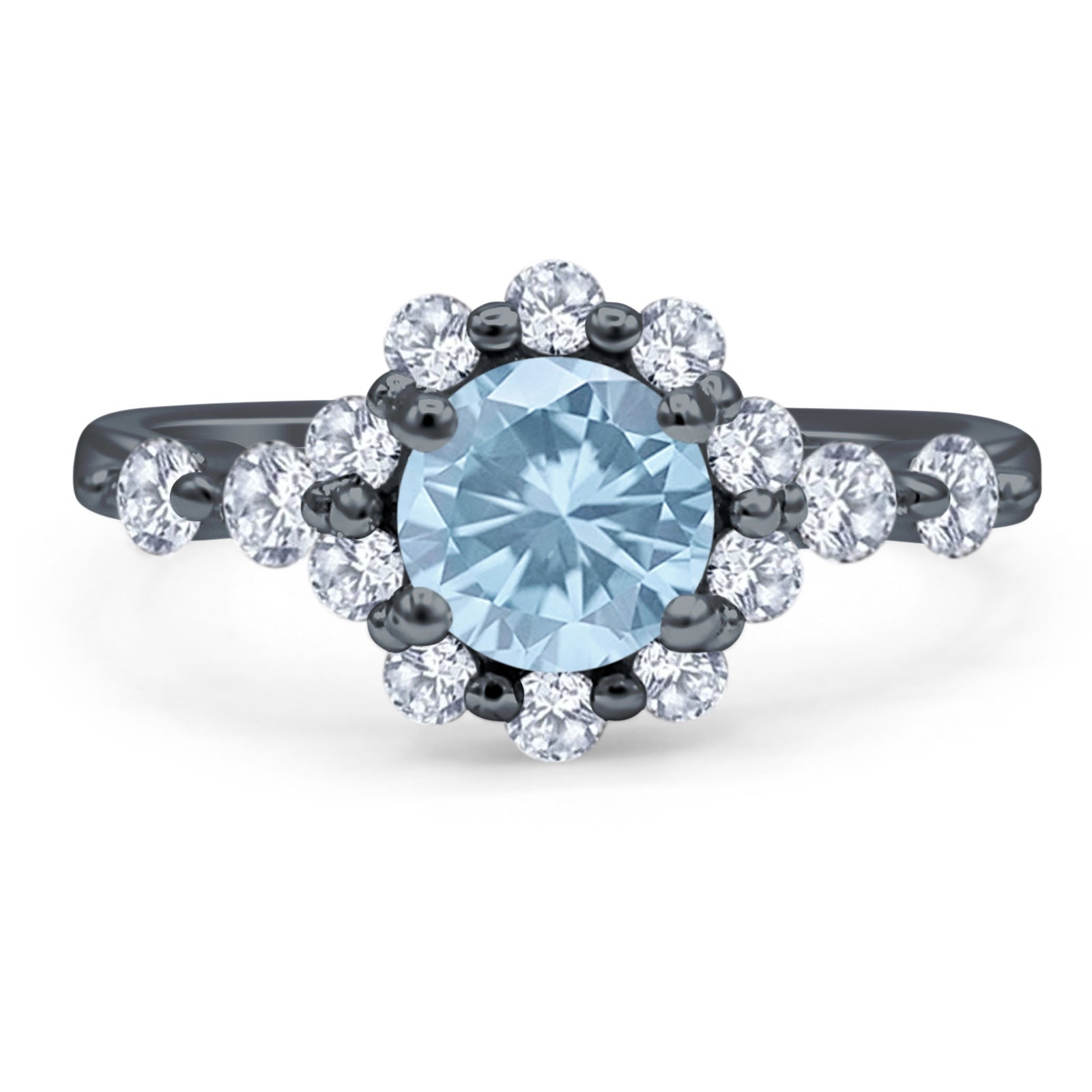 Vintage Style Round Natural Stone Flower Ring