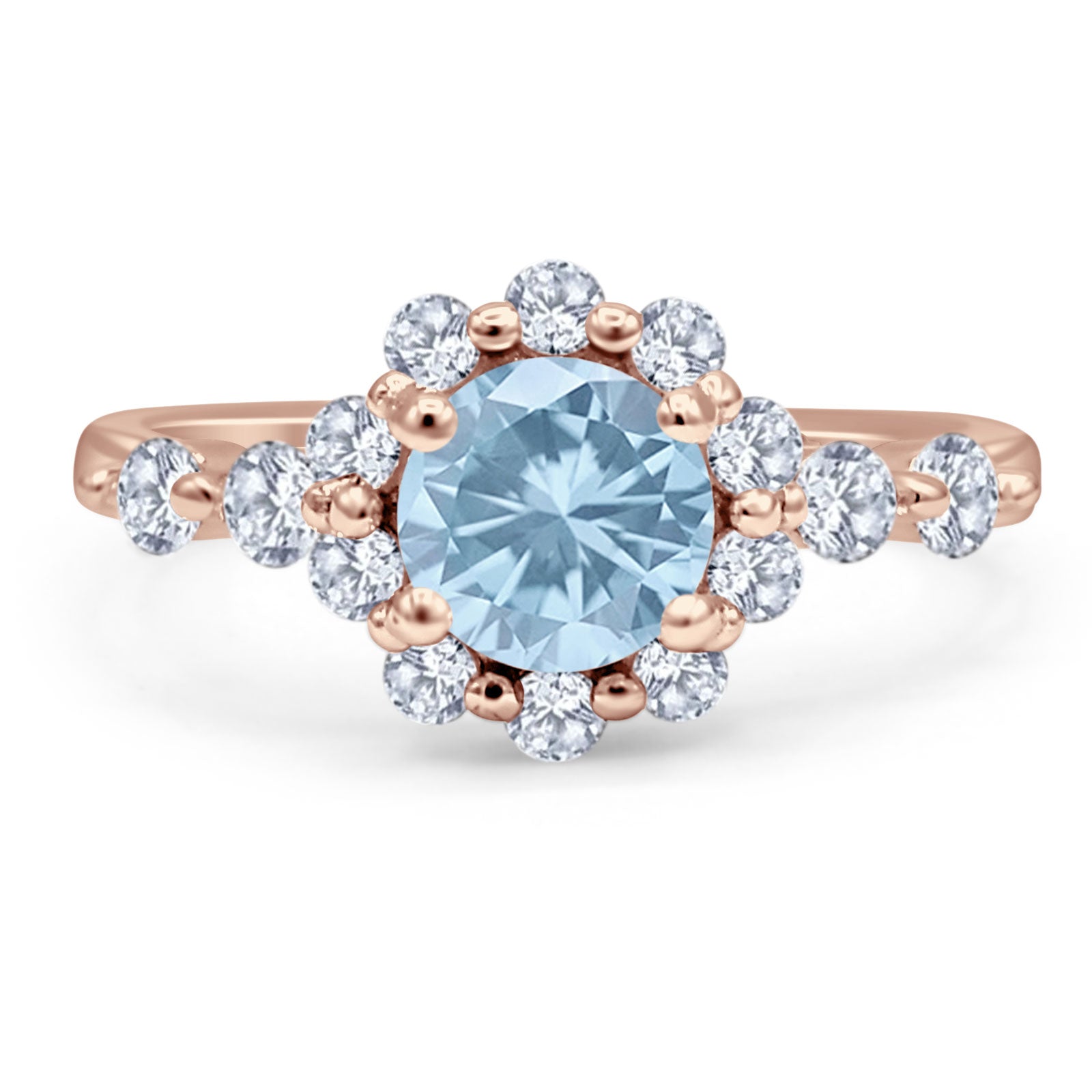 Vintage Style Round Natural Stone Flower Ring