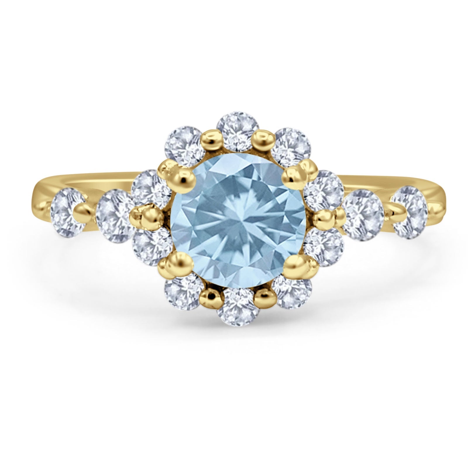 Vintage Style Round Natural Stone Flower Ring