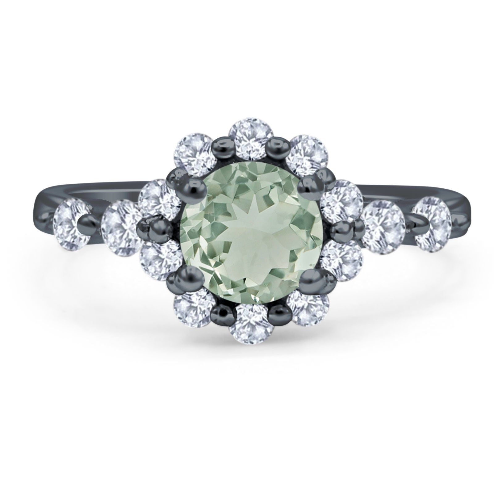 Vintage Style Round Natural Stone Flower Ring