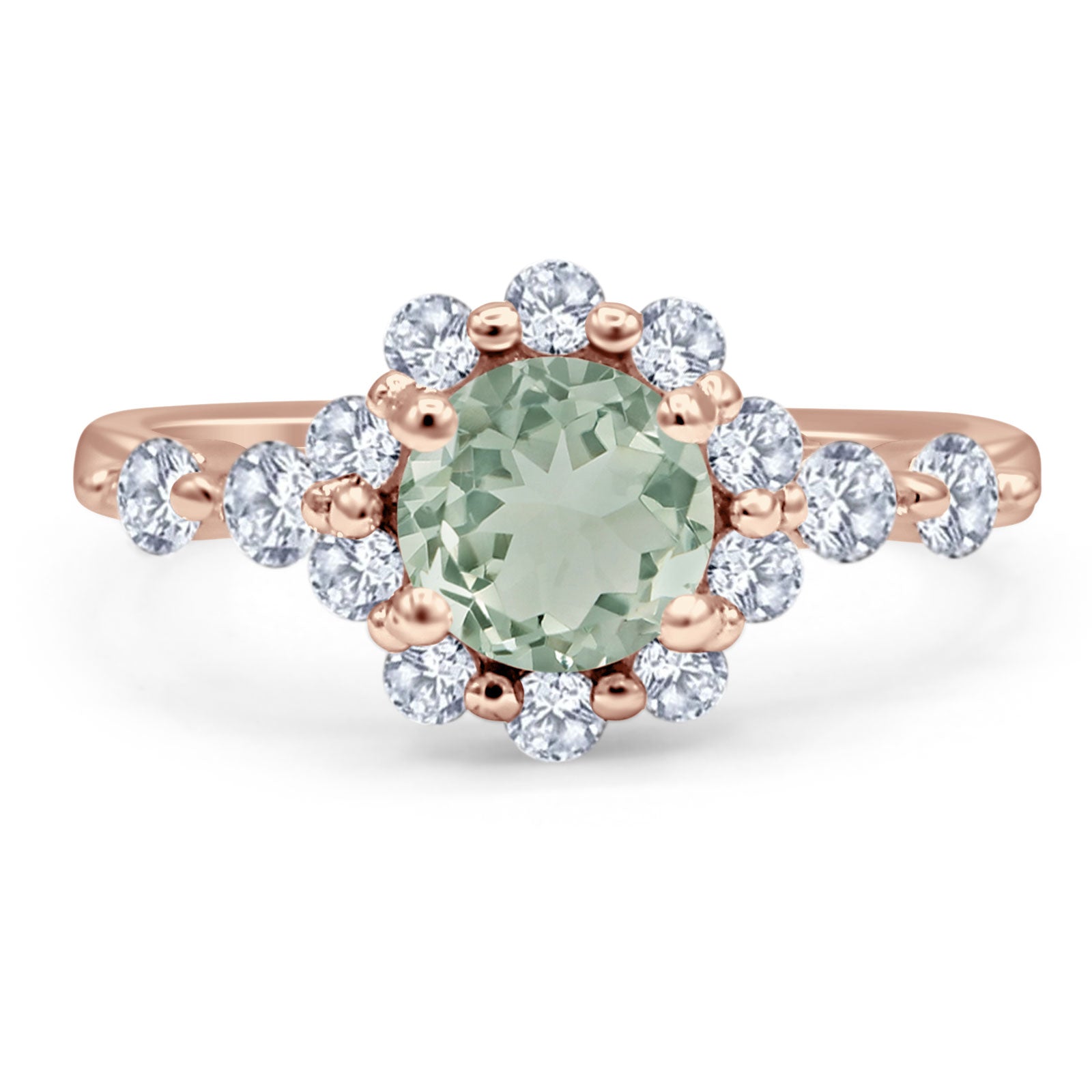Vintage Style Round Natural Stone Flower Ring