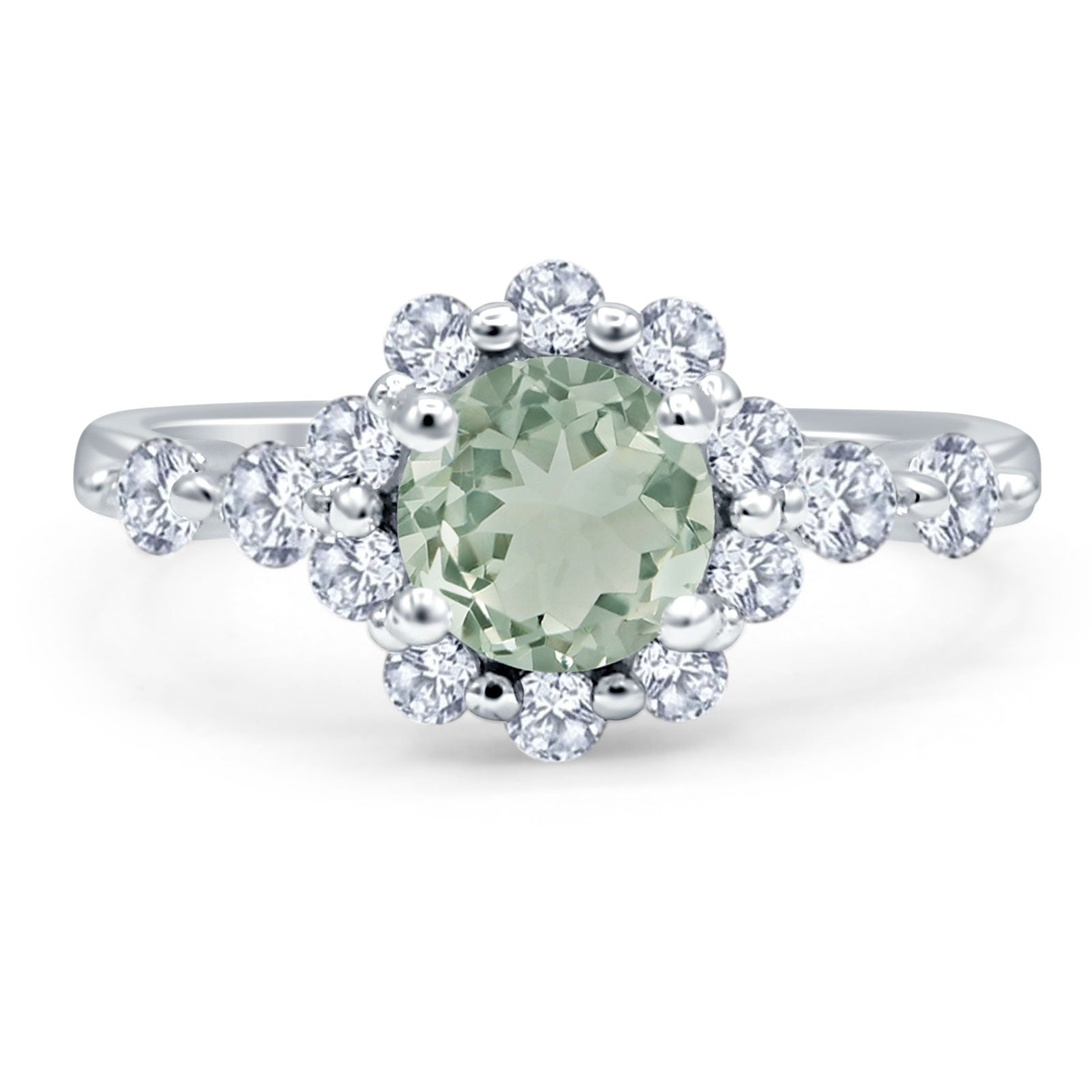 Vintage Style Round Natural Stone Flower Ring