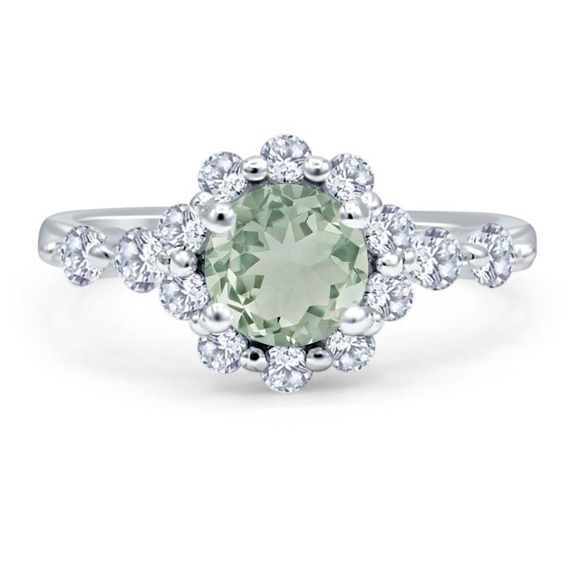 Vintage Style Round Natural Stone Flower Ring