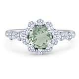 Vintage Style Round Natural Stone Flower Ring