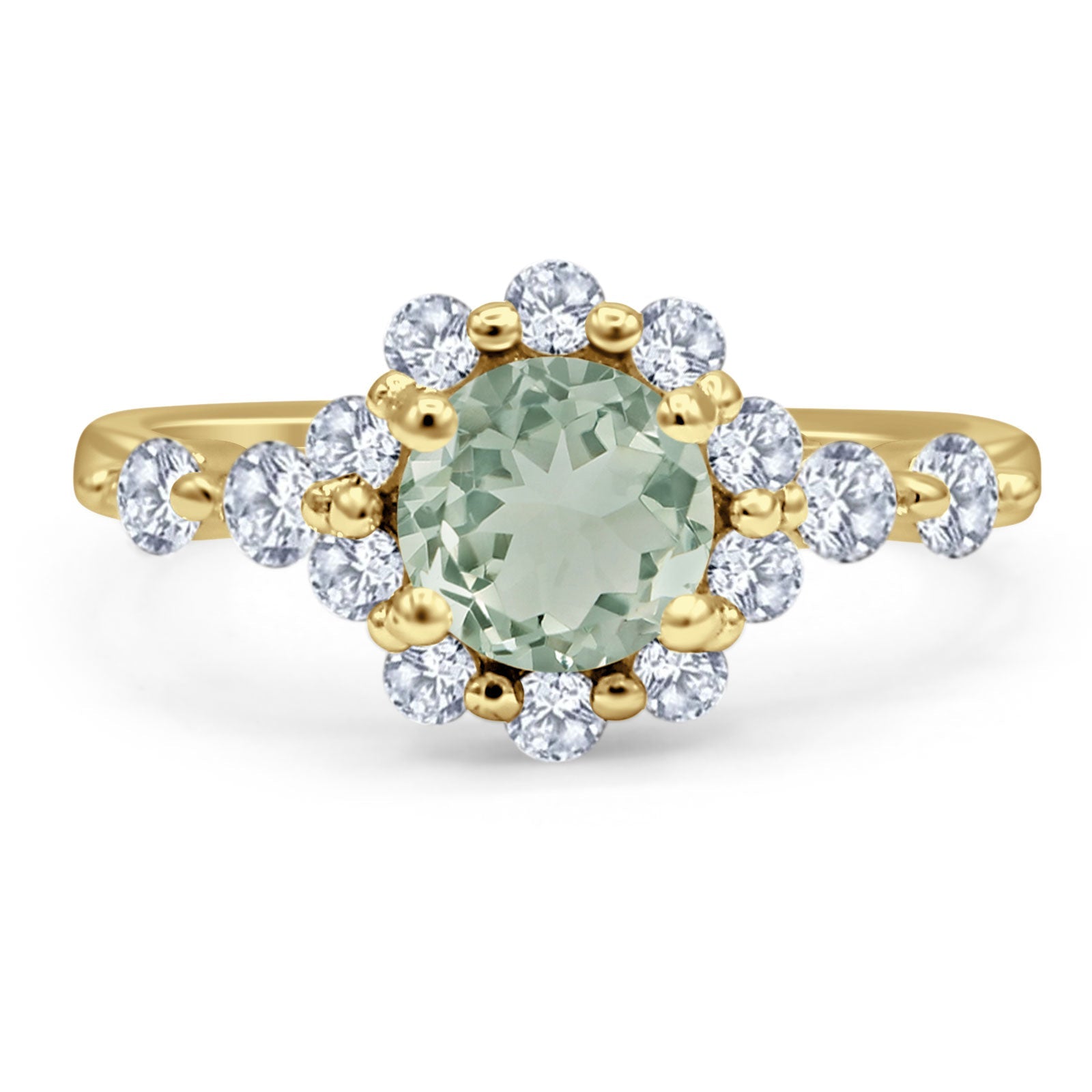 Vintage Style Round Natural Stone Flower Ring