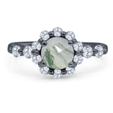 Vintage Style Round Natural Stone Flower Ring