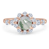 Vintage Style Round Natural Stone Flower Ring