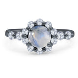 Vintage Style Round Natural Stone Flower Ring