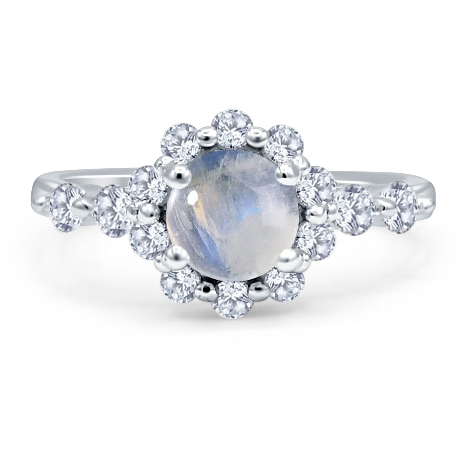 Vintage Style Round Natural Stone Flower Ring
