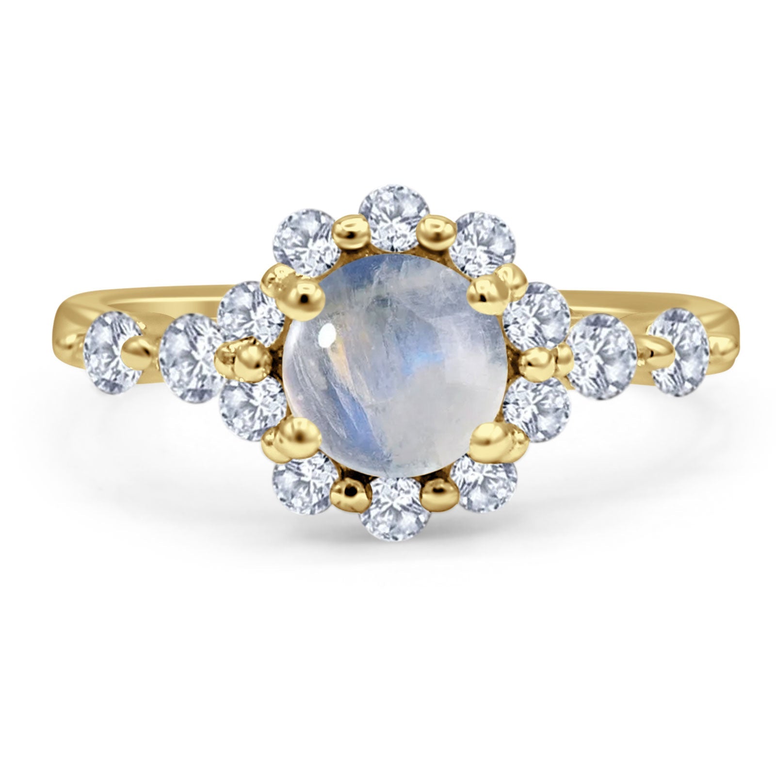 Vintage Style Round Natural Stone Flower Ring