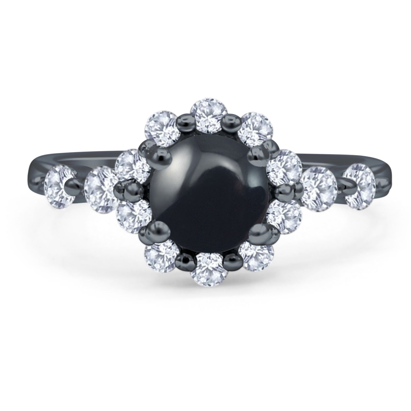 Vintage Style Round Natural Stone Flower Ring
