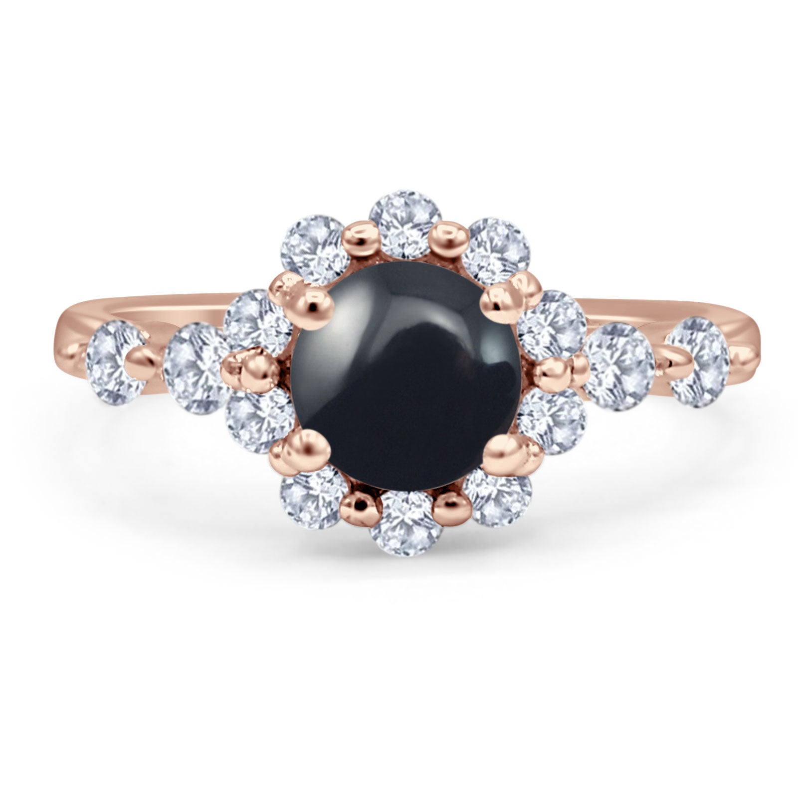 Vintage Style Round Natural Stone Flower Ring