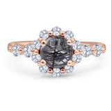 Vintage Style Round Natural Stone Flower Ring