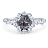Vintage Style Round Natural Stone Flower Ring