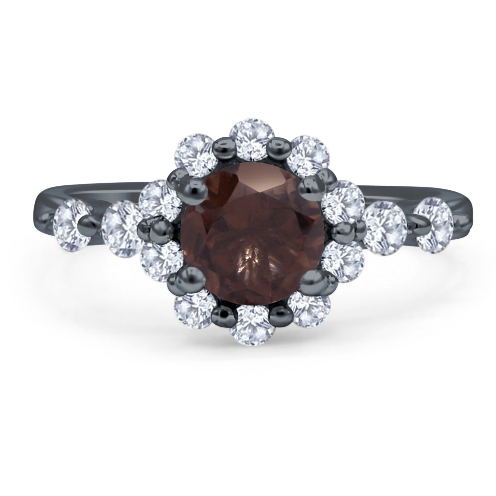 Vintage Style Round Natural Stone Flower Ring